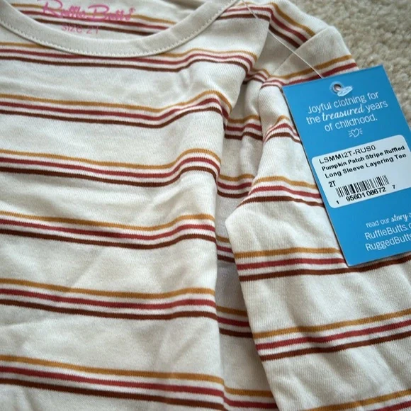 Girls 2T twins identical ruffle long sleeve shirts set lot new nwt pumpkin fall - Picture 3 of 3